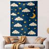 Clouds, Stars, and Moon Night Design Patterned Tapestry Decorative Wall Hanging, Home Bedroom Living Room Decor