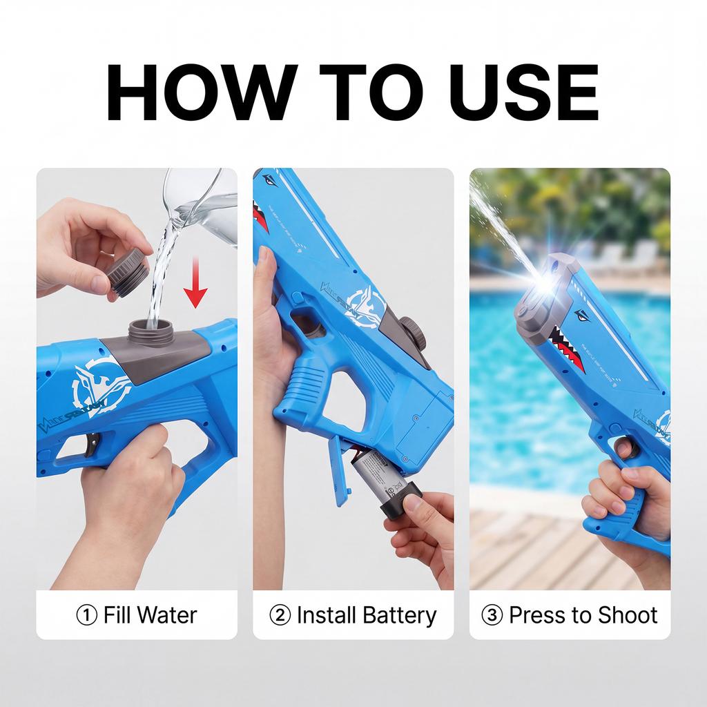 Electric Water Gun Automatic Rechargeable Water Blaster High Capacity Water Tank Strong Electric Pump Water Shooter Toy for Outdoor Play