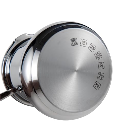 IMEEA Milchtopf, Stieltopf, 18/10 Edelstahl, Induktionsfähig, 500ml, Mini-Milchtopf, Silber