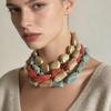 European American Light Luxury Simple Colorful Beaded Necklace High Grade Multi Layer Stackable Retro Literary Jewelry For Women