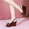 Fashion Platform Wedge Women's Sandals 2025 Summer New Peep Toe Casual High Heels Fashion Buckle Strap Plus Size Ladies Heeled Sandales