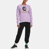 Under Armour Curry Count Crew Cartoon Alphabet Print Sports Pullover Sweatshirt Women Tops Purple 1371252-566