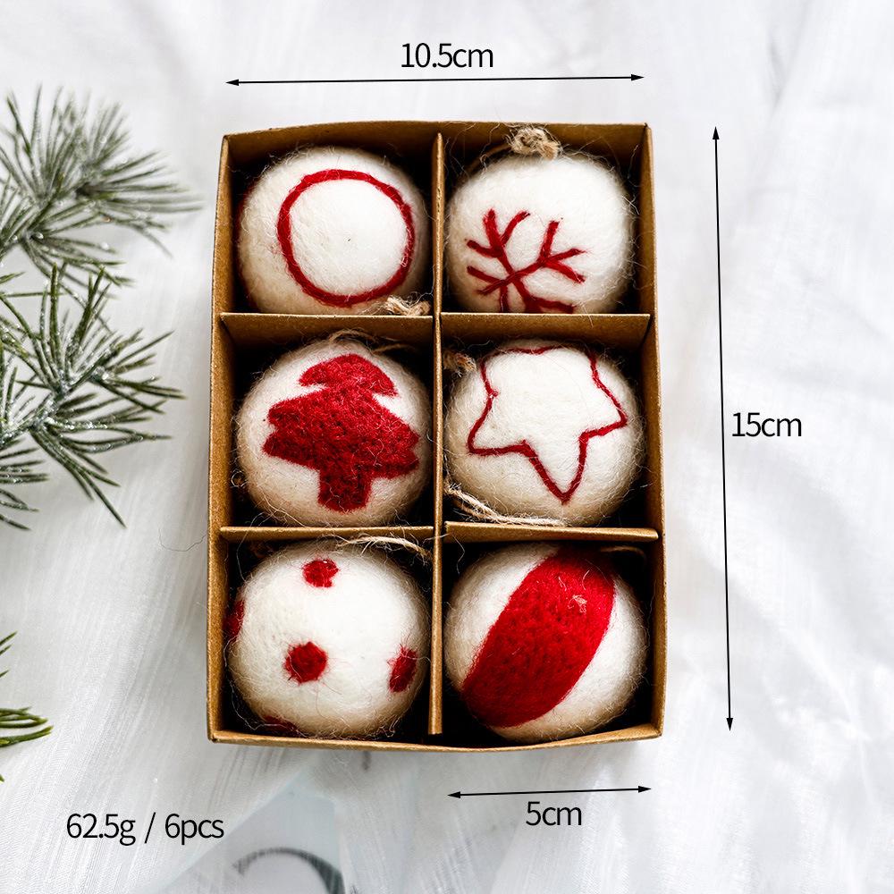Christmas Ornament Set: Flocked & Painted Hanging Balls In Gift Box for Tree Decoration