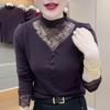 Chic Lace Mesh High Neck Long Sleeve Tummy-Concealing Top for Women