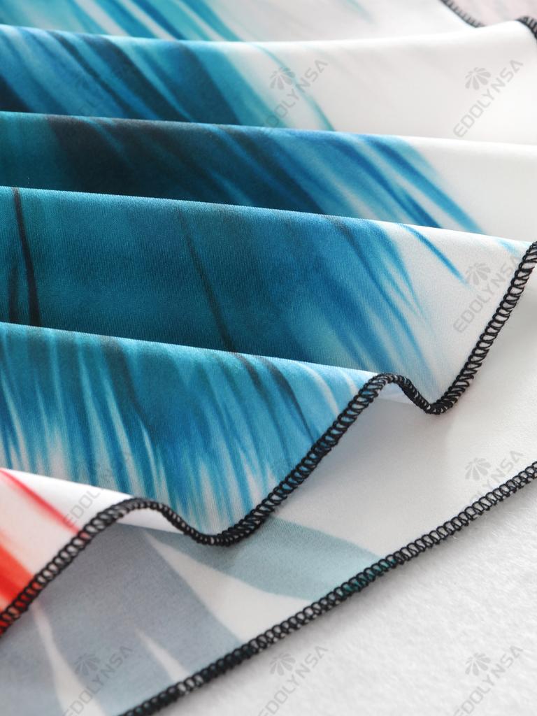 EDOLYNSA Plus Size Kaftan Bohemian Multicolored Leaves Printed Summer Long Beach Dress Women Homewear Outfit Swim Suit Cover Up Loose Caftan