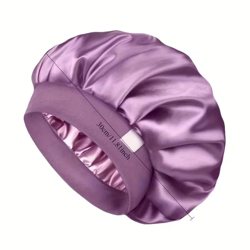 1PC Soft Silk Satin Lined Bonnet Large Satin Hair Bonnet Household Sleep Shower Cap Hair Wrap Cover for Long Hair Salon Tool