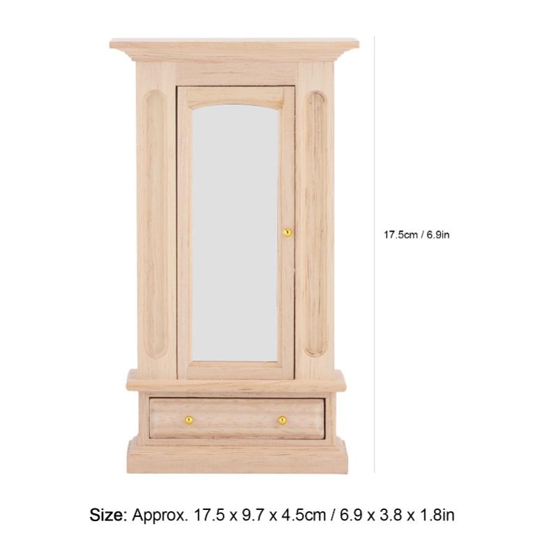 1:12 Puppenhaus Holzschrank mit Spiegel Puppenhausmöbel Schlafzimmer Puppenhaus Dekoration