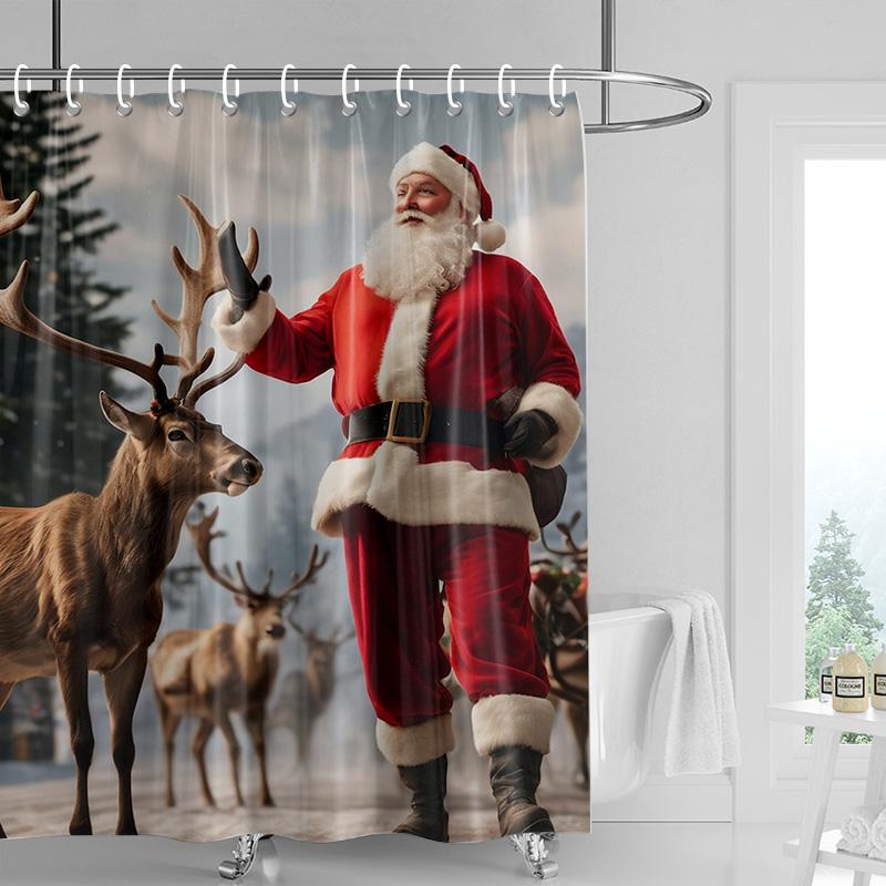 Home Decoration Shower Curtains for Bathroom Waterproof Curtain Fabric Modern Nordic Style Living Room Merry Christmas Winter