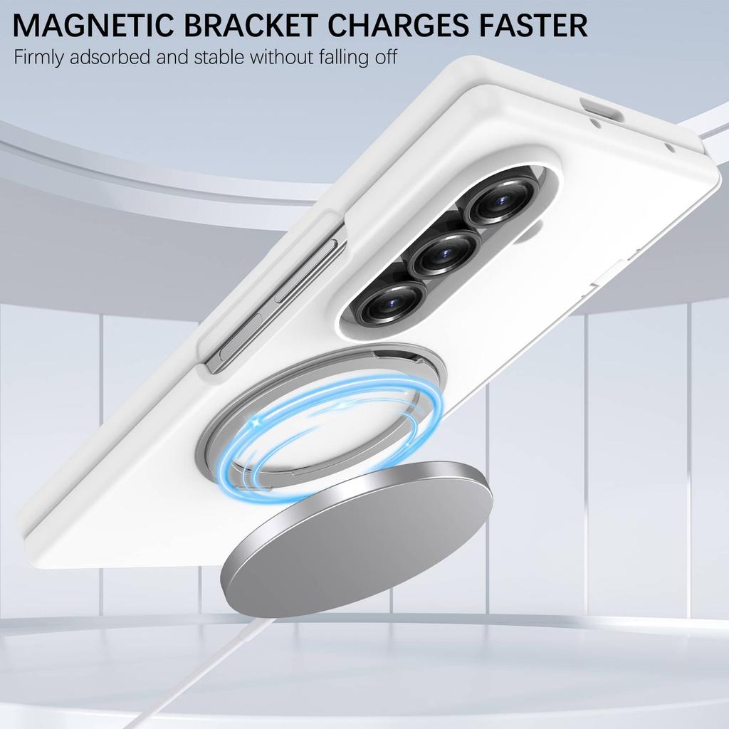 Pour Samsung Galaxy Z Fold 7 Étui Magnétique, Protection Intégrale 360° avec Support Intégré, Protecteur d'Écran Intégré, Protection de la Charnière