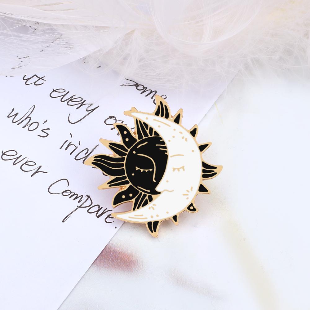 Ancient Greek Mythology Symbol Brooch Day&Night Sun Moon God Universe Starry Sky God Smile Sun God Enamel Pin Bags Badge Jewelry