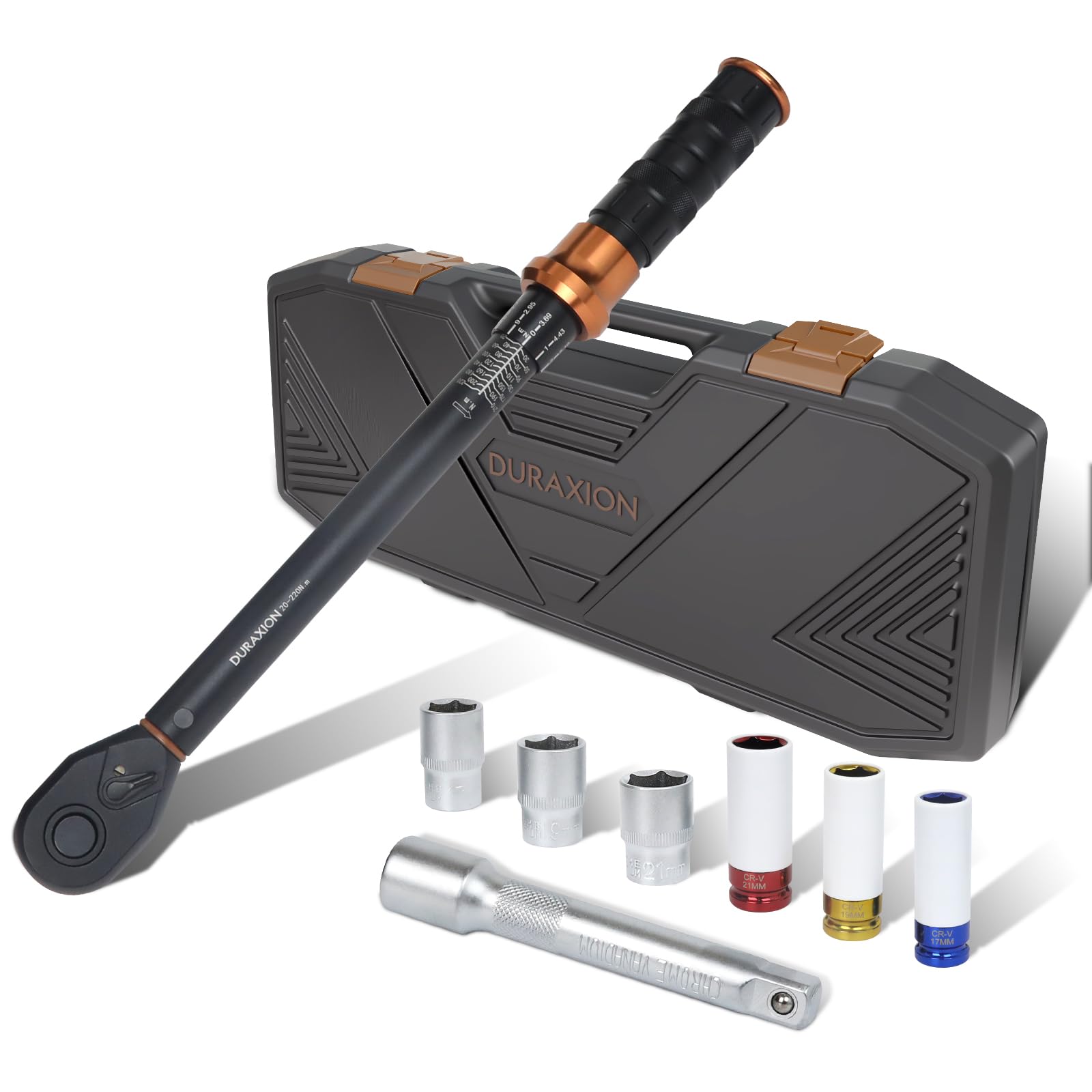 

DURAXION Torque Wrench mm for Car Tire and Machine High Double Rotates Left and 72 Feed Quick Calibration Japanese Instruction and Storage Case