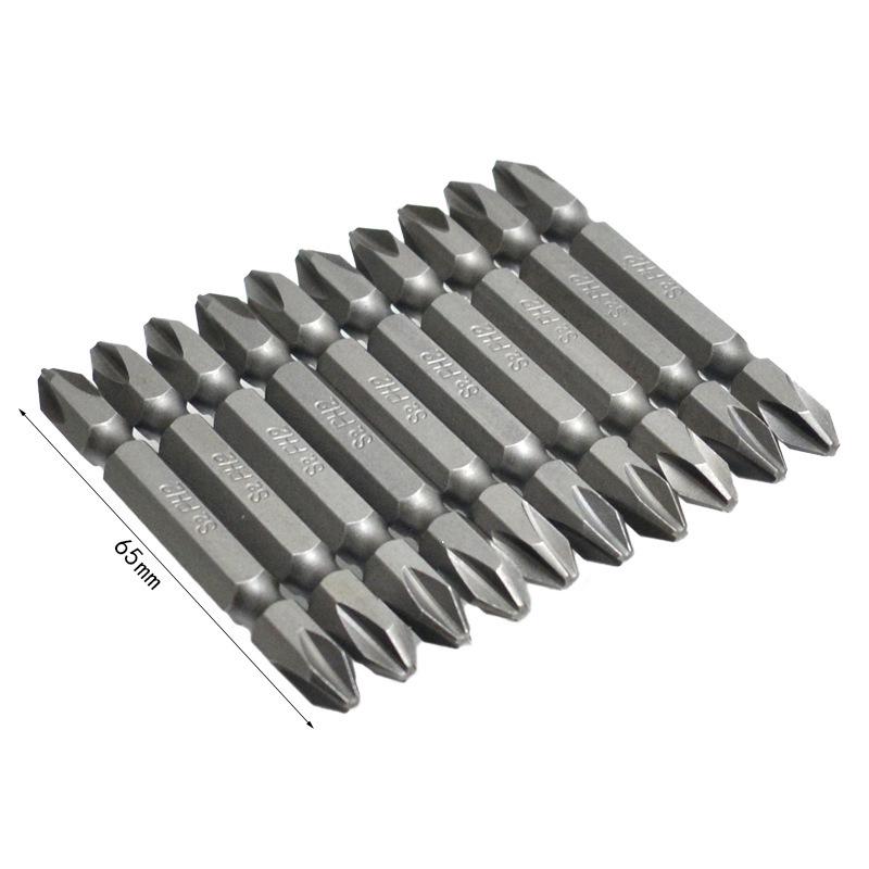 10-Piece 65mm Double-Ended PH2 Phillips Screwdriver Bits, S2 Material