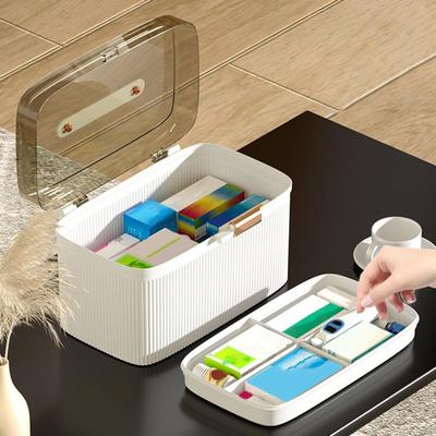 Bastel Organizer Aufbewahrungshilfe Behälter 2-Schicht Koffer Transparent Kunsthandwerk Box für Arbeitsplatte Nagel