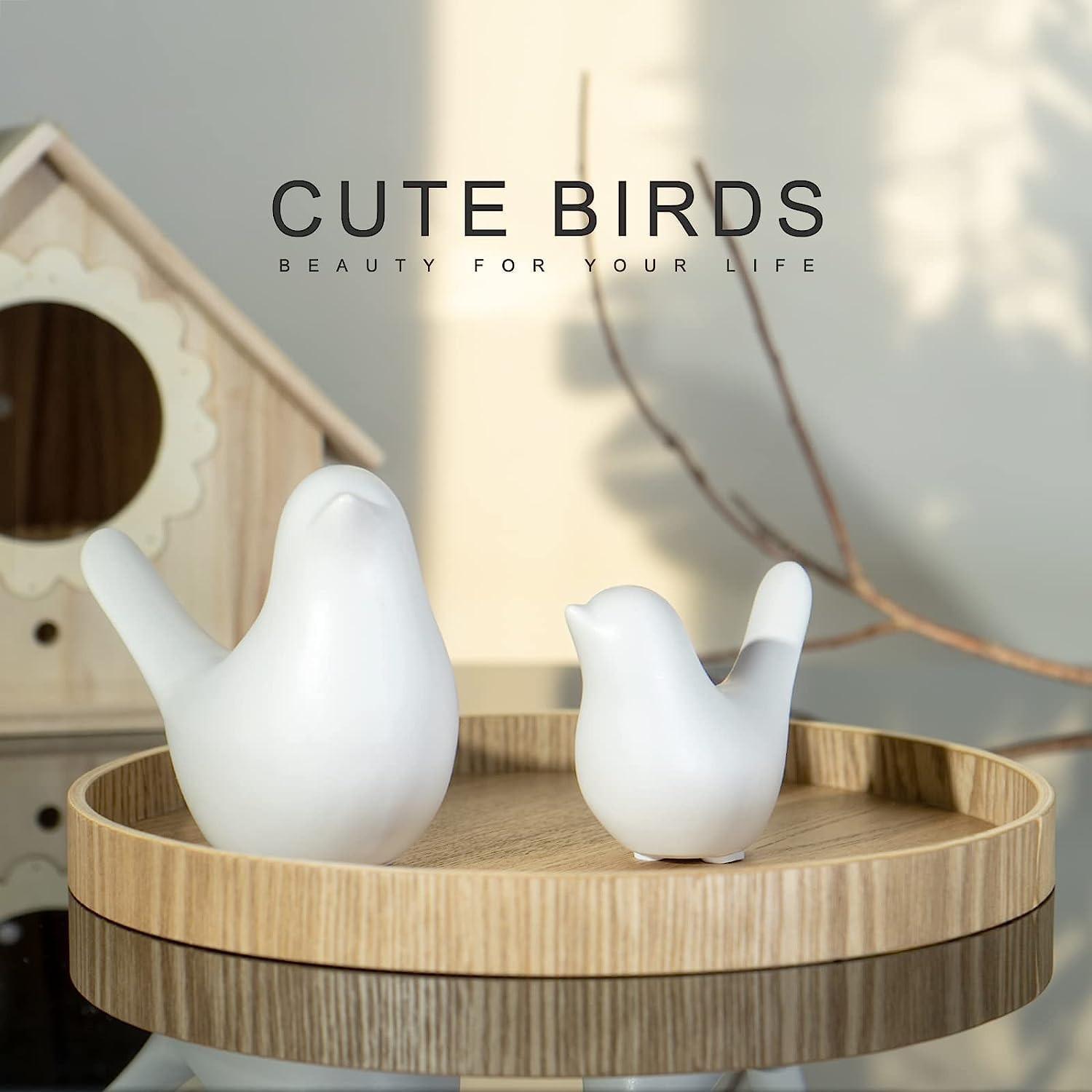 

Birds Figurines Ceramic Blessing Birds Figurine Home Decorations Accessories Set of 2 (White Matte) Onesize білий