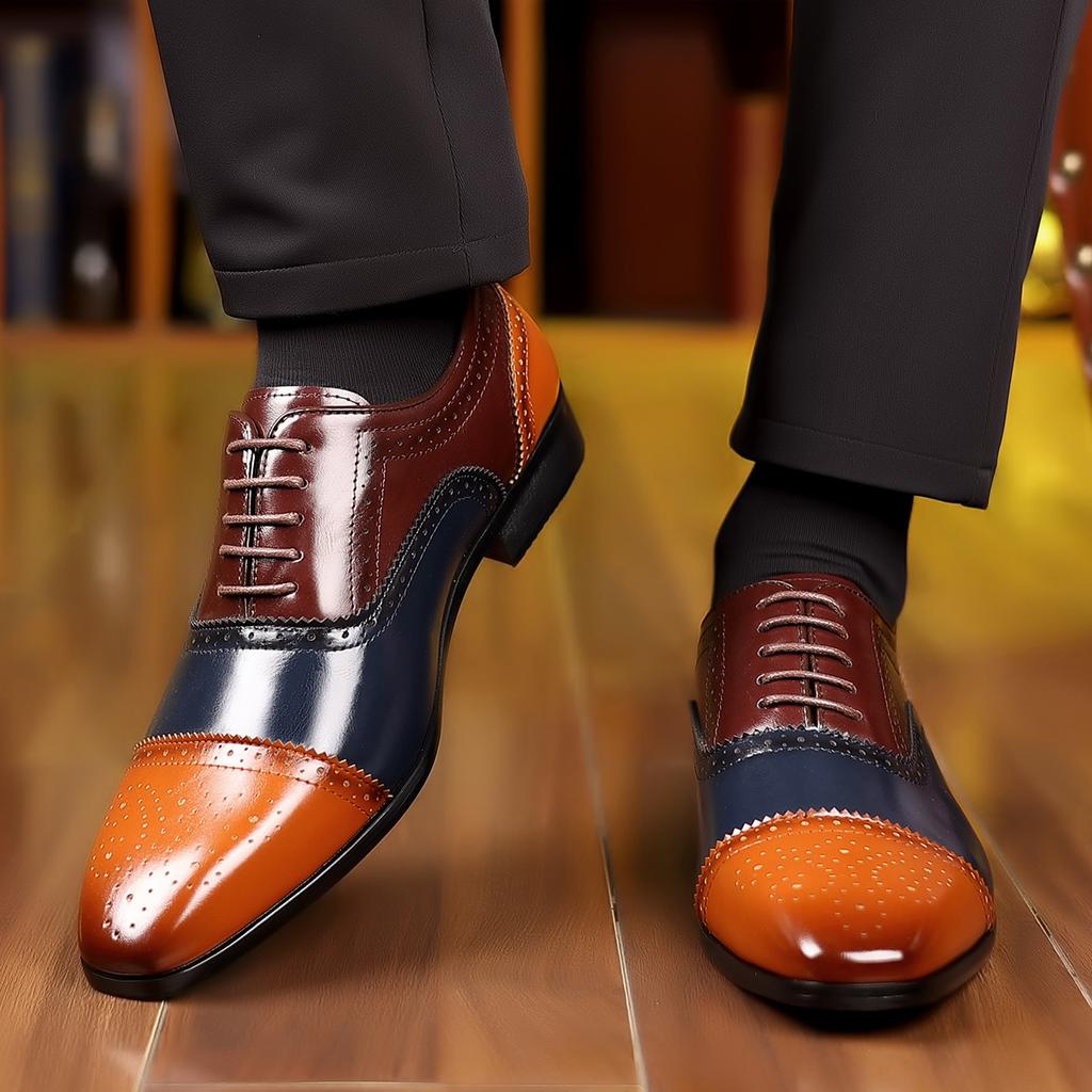 British Gentleman Designer New Men's Lace Up Brogues Oxford Shoes Male Luxury Formal Wedding Prom Dress Homecoming Footwear