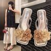 Holiday Style Flower Toe Cool Slippers Women's Summer Wear Flip-flops Beach Shoes Flat Slippers Large Size