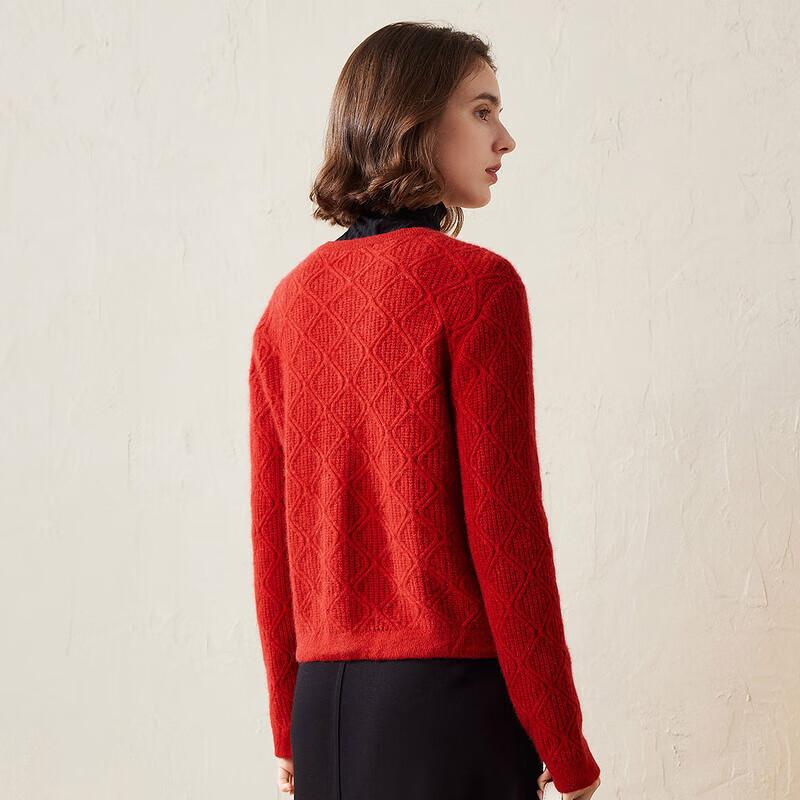 Women's Cashmere Round Neck Thick Knit Cardigan