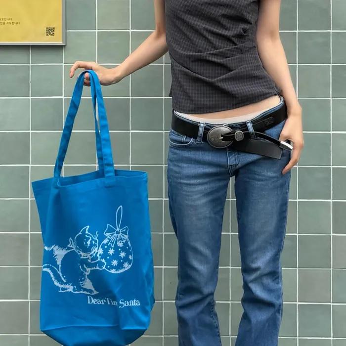 Holiday Cat Big Tote_turquoise