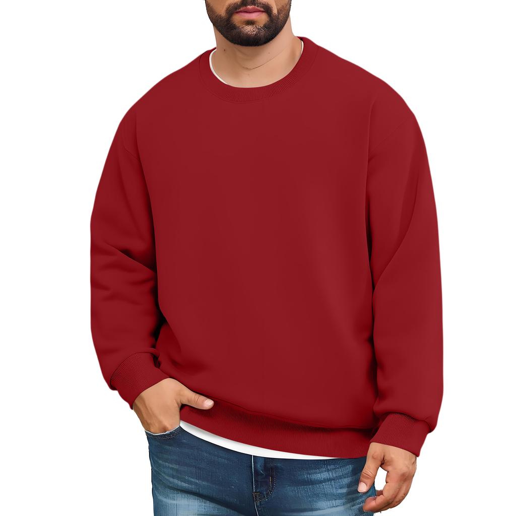 Men's Lined Sweatshirts Premium Heavy-weight Fleece Pullover Thick Thermal Sweatshirts