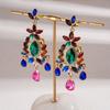 Palace Style Flower Drop Earrings Light Luxury High-end Exaggerated Earrings