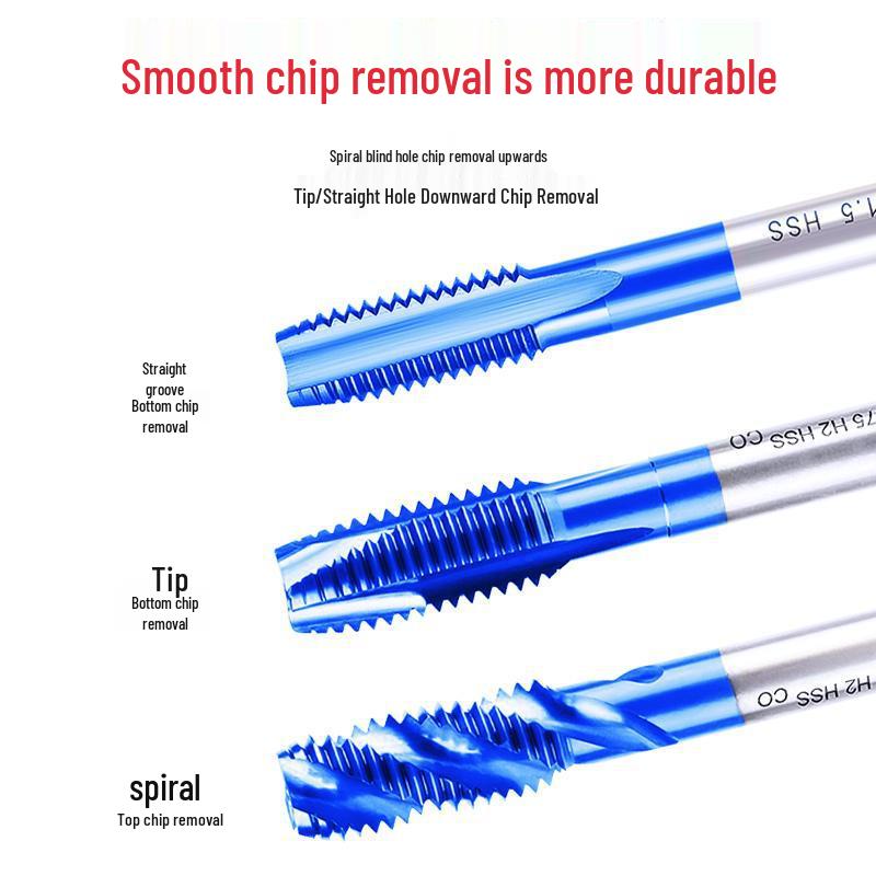KT Blue Nano Cobalt Machine Spiral Tap Drill Bit for Stainless Steel (M3-M8)