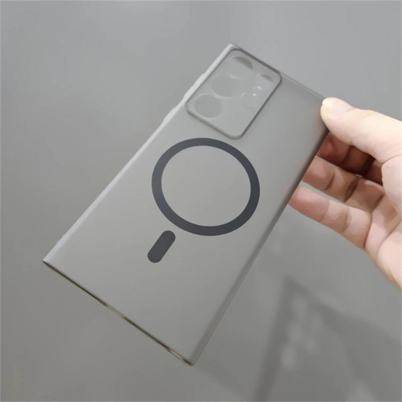 Luxury Slim Matte For Magsafe Magnetic Case for Samsung Galaxy S24 S23 Ultra S22 Plus Wireless Charging Hard PC Translucent Phone Cover