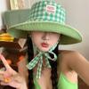 Check Double-sided Wide-brimmed Sun Hat
