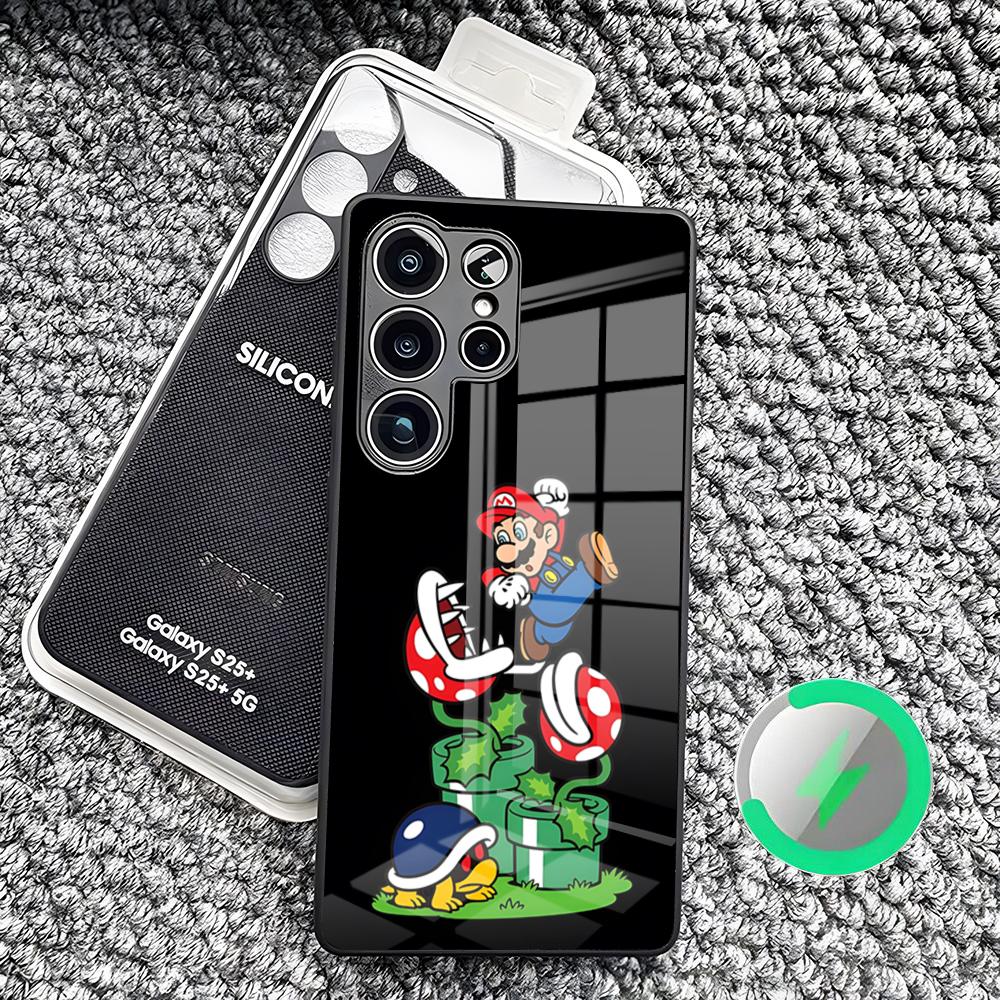 Custodia per Telefono Super Marios Bros Per Samsung S26 Ultra S25 Edge S23 S22 S21 S20 Ultra Plus S24 Fe A25 Copertura Magnetica in Vetro