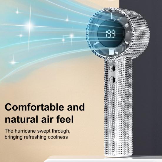Přenosný vějíř s kamínky, LCD displej, 199 rychlostí, nastavitelný, dobíjecí přes USB, letní chladicí ventilátor, venkovní kempování, cestování, mini osobní ventilátor