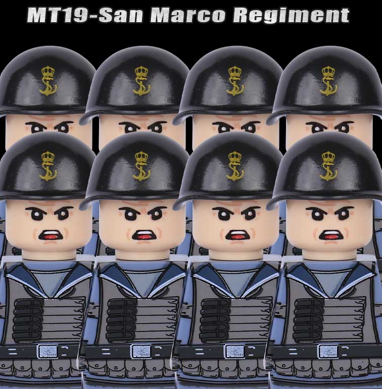 MOC WK2 Italienische Soldaten Figuren Bausteine Italien Armee Infanterie Offizier Waffen Pistole Umhang Helme Panzerkanone Steine Spielzeug