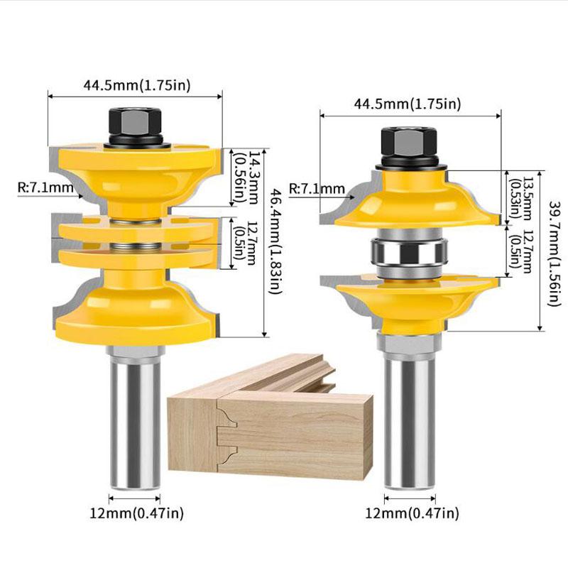 

Набор из 2 фрез Groove Knife для резака по дереву, фреза для электроинструментов, фреза 1/2 дюйма, хвостовик 12 мм 12mm shank жёлтый