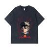 275 GSM Washed T-shirts 100% Cotton Black Clover V4 Asta Print Unisex Heavy Cotton T Shirt