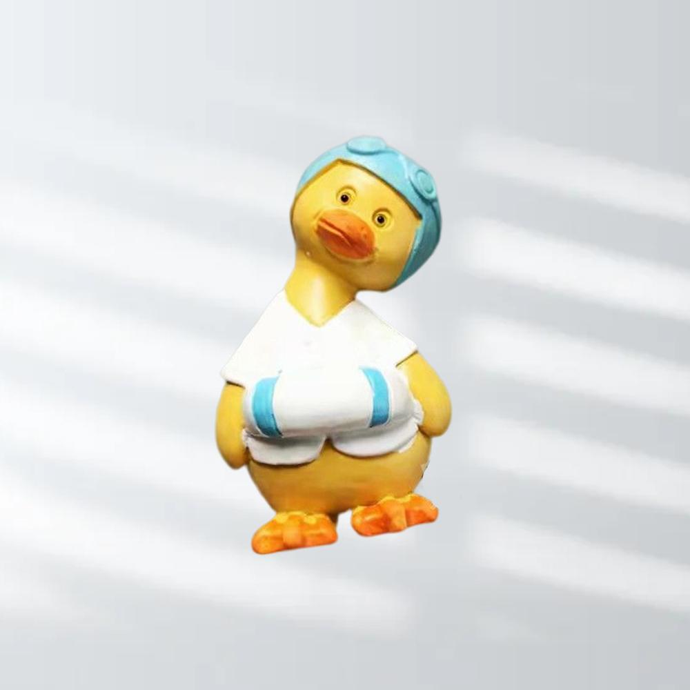 Cartoon Cute Swimming Ring Crooked Neck Duck Creative Personality 3D Resin Design Refrigerator Stickers Post-It Message Board