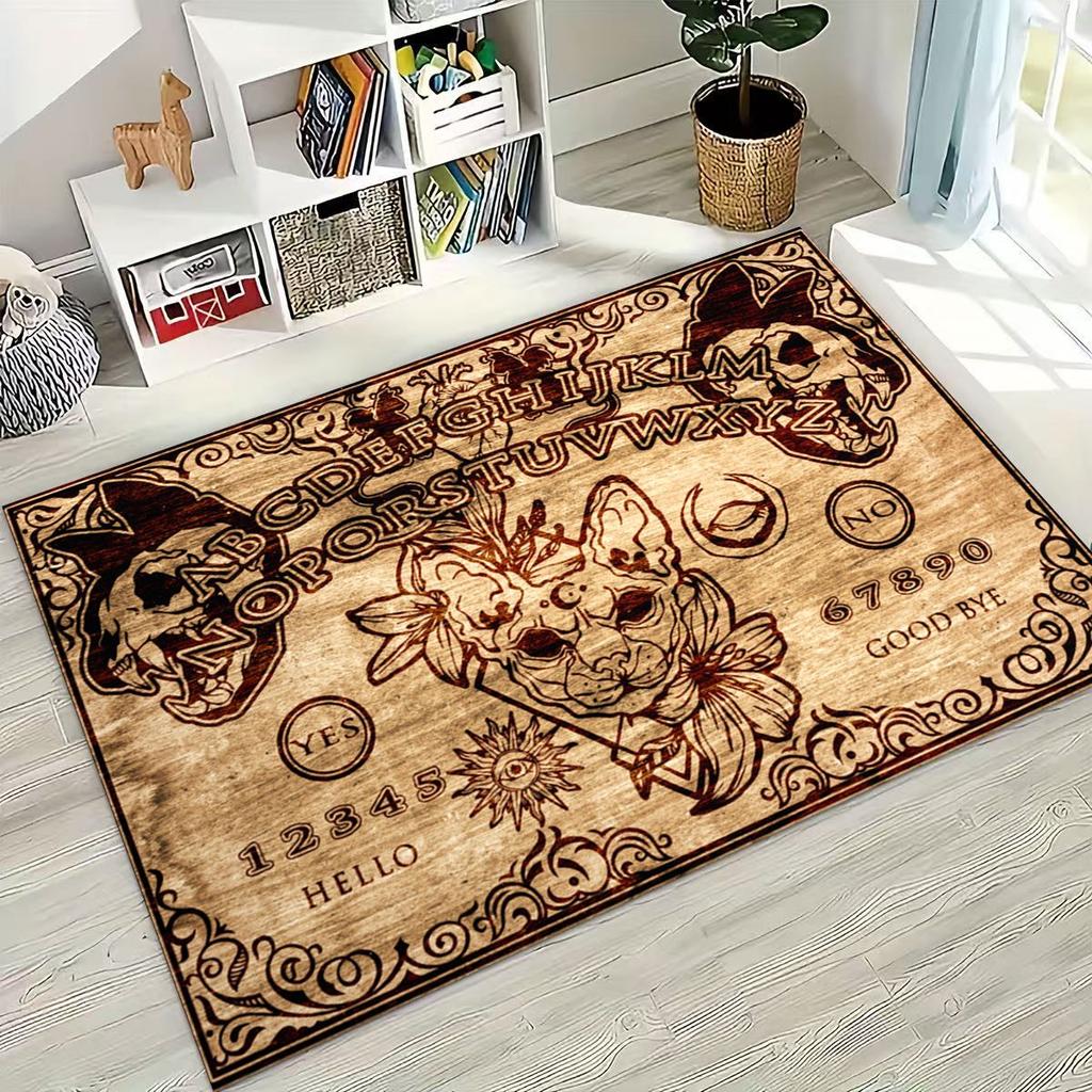 3D Retro Witch Ouija Gothic Spirit Board Rug for Bedroom Living Room Sofa Home Doormat Decor, Large Kids Play Non-slip Floor Mat