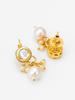 Gold-Plated White Stone-Studded & Beaded Handcrafted Jewellery Set