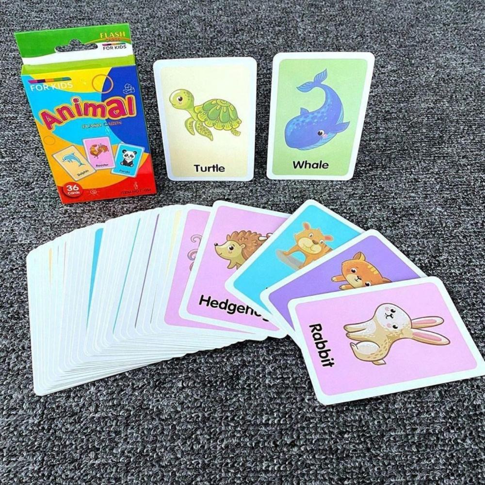 1set Children's Cognitive Cards, Body Parts,Animal,Fruits Double-Sided Flash Cards, Learning Toys Gifts