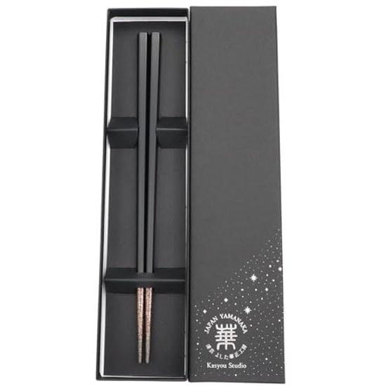 Kasyou Studio Kasei Kobo Urushi Kenko Chopsticks Black (Dishwasher Safe 22.5cm Pentagonal) Made Japan Kaga Handmade Artisans Decorative Box