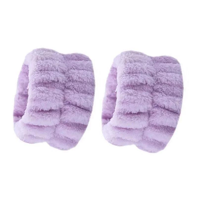 2pc Wrist Strap Moisture-Proof Reusable Washing Face Spa Wrist Watch Band Hair Short Plush Absorbent Accessories Headwrap Makeup