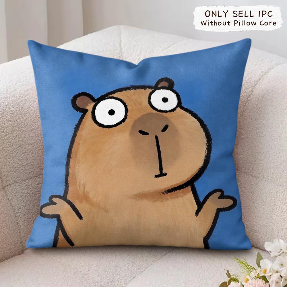Cute Kicapara Cartoon Cushion Cover Silky Short Plush Invisible Zipper Dustproof Sofa Pillow Case For Home Decor