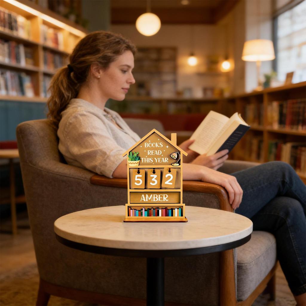 Book Counter Tracker Wooden Annual Read Book Display Tracker Manual Read Tracker Reading Sign Display Bookshelf Decor Deco