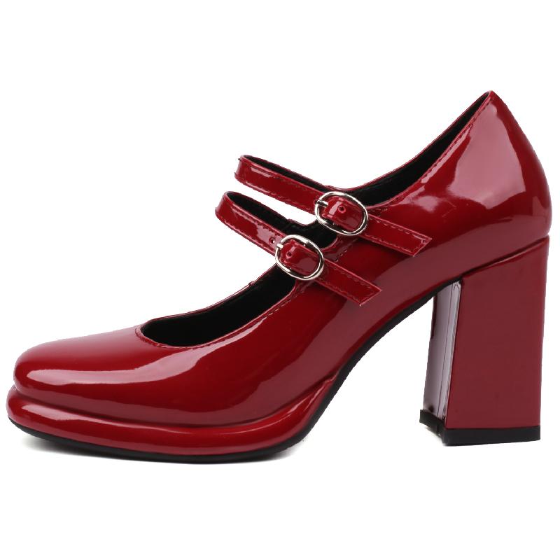 Strap Black White Red Heels Mary Janes Shoes Women's High Heels Pumps Platform Elegant 2025 Party Wedding Shoes Ladies Big Size