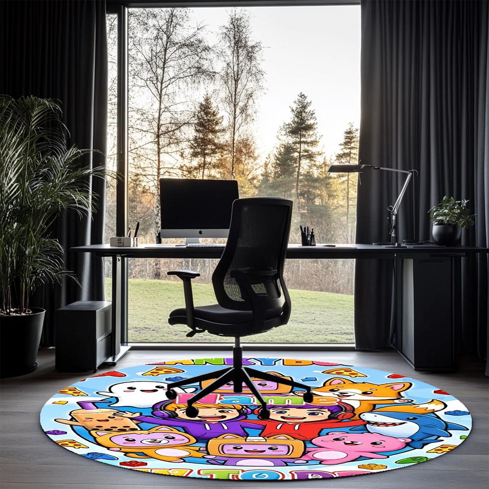 Custom Name LankyBox Printed Round Rug Carpet Chair Rug Area Rug Entryway Doormats,for Office Chair Living Room Bedroom Kitchen Room.