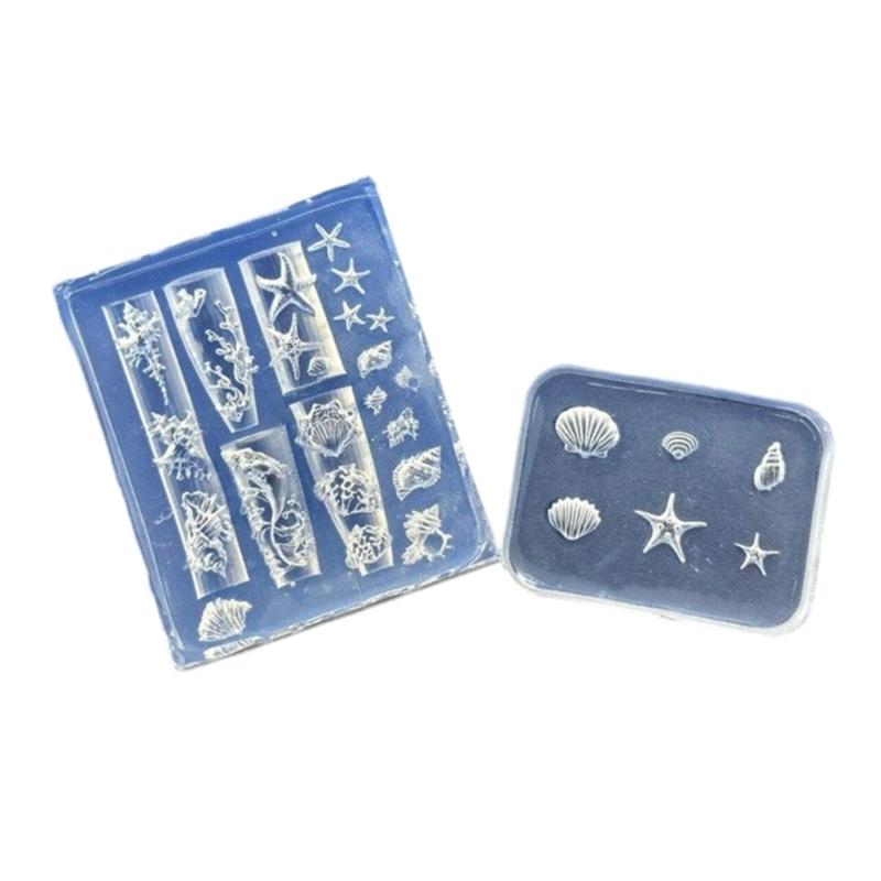 

2Pcs Silicone Nail Art Mould With Oceanics Pattern Create Shell Starfish Decorations for Manicure Crafting 1