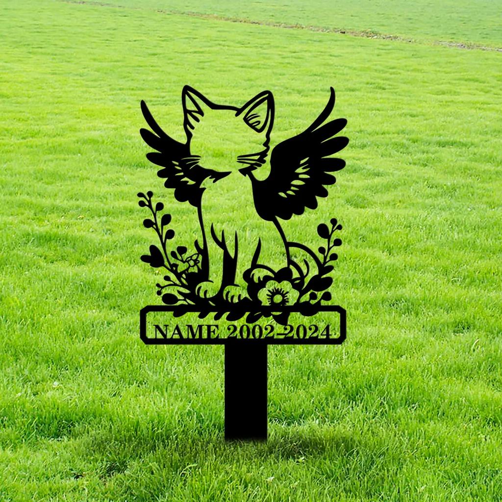 Metal Pet Memorial Stake, Custom Cat Grave Marker, Outdoor Garden Plaque, Personalized Keepsake Gift
