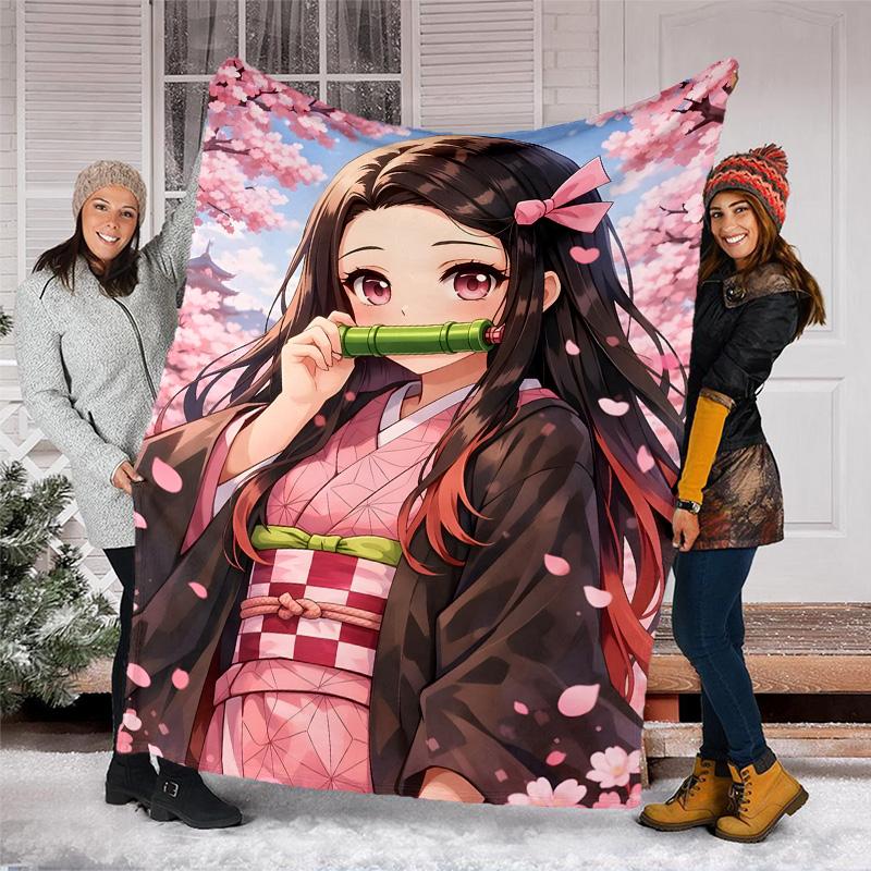 1pc nezouko5 Theme Blanket - Digital Print, Polyester, Cozy for All Seasons, Perfect for Outdoor, and Travel