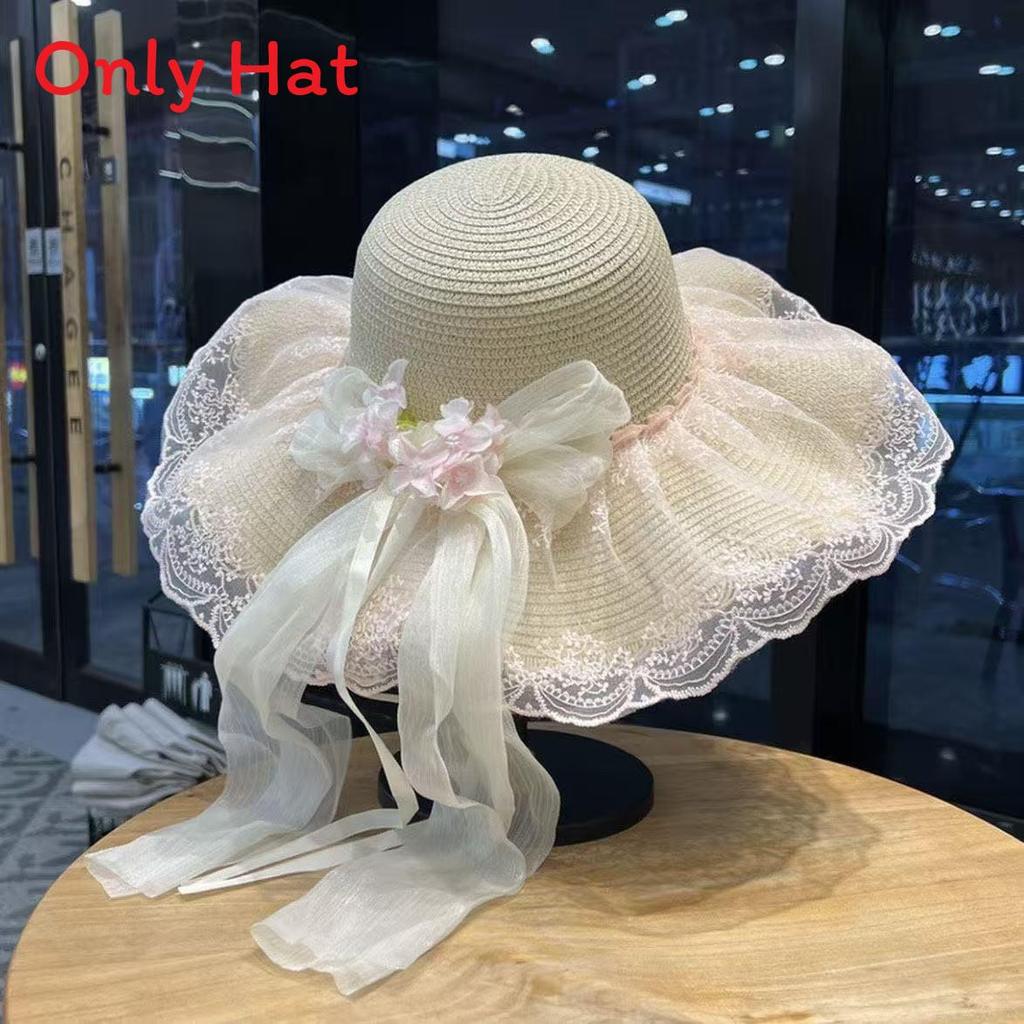 Pastel Pink Floral Straw Sun Hat For Children Sun Protection And Outdoor Play