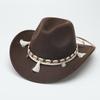 Western Cowboy Hat Ethnic Wool Jazz Hat Fashion Convex Top Men's and Women's Felt Hat Top Hat