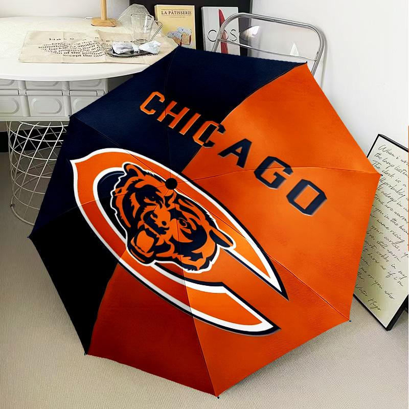Chicago Bears Logo Umbrella Folding umbrella, automatic umbrella 8-Frame for Travel, camping Use Gift for Halloween Christmas