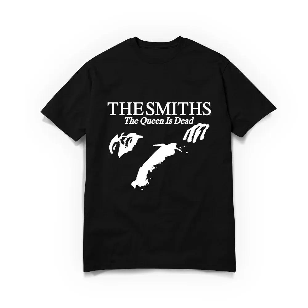 Smith "Queen is Dead" T-shirt bomull, hög kvalitet sommarkortärmad Casual o-halsad svart 1980-tals Indie Morrissey Gravidskjorta