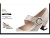 2025 Women's Chunky Heel Pointed Toe High Heels with Pearl Rhinestone Buckle